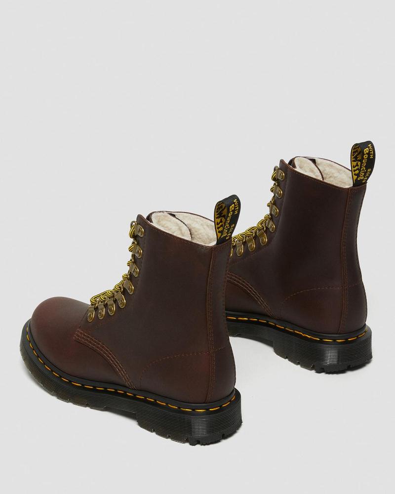 Women's Dr Martens 1460 Pascal DM's Wintergrip Leather Lace Up Boots Brown | AU 184AHK